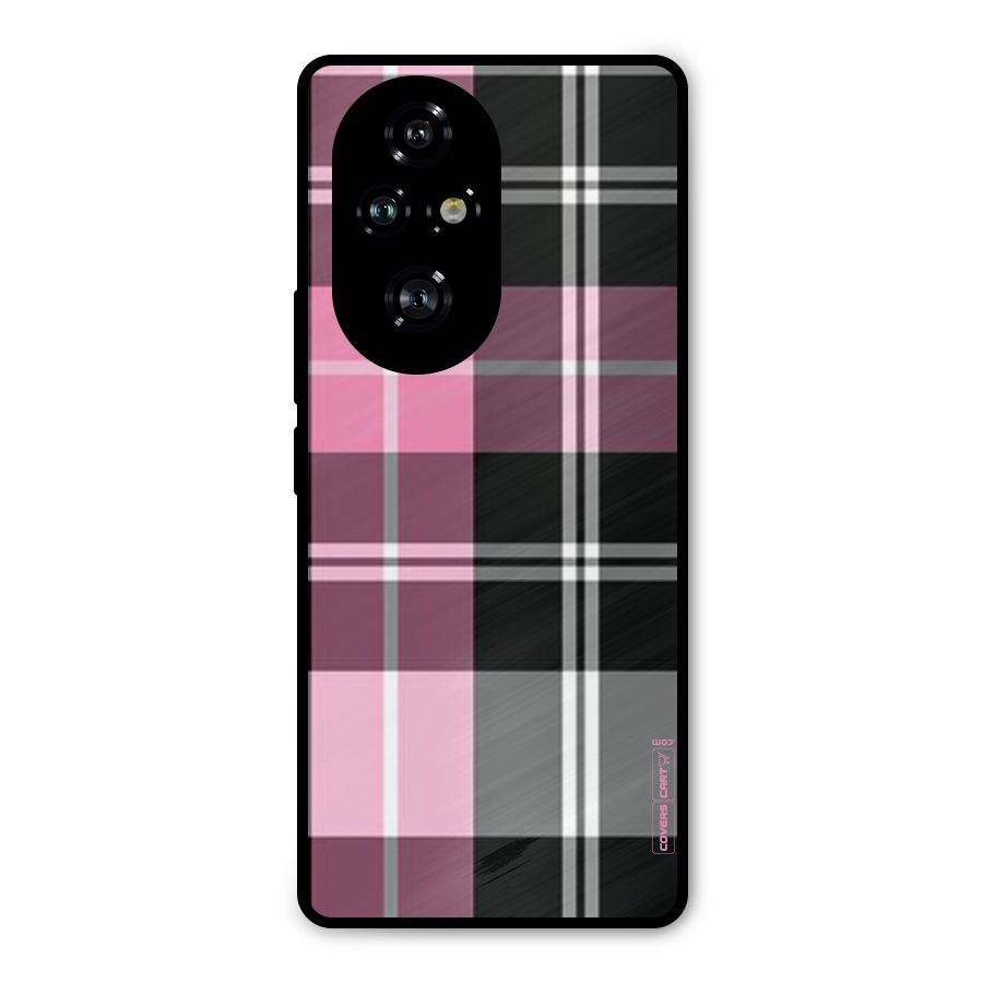 Pink Black Check Metal Back Case for Honor 200 Pro