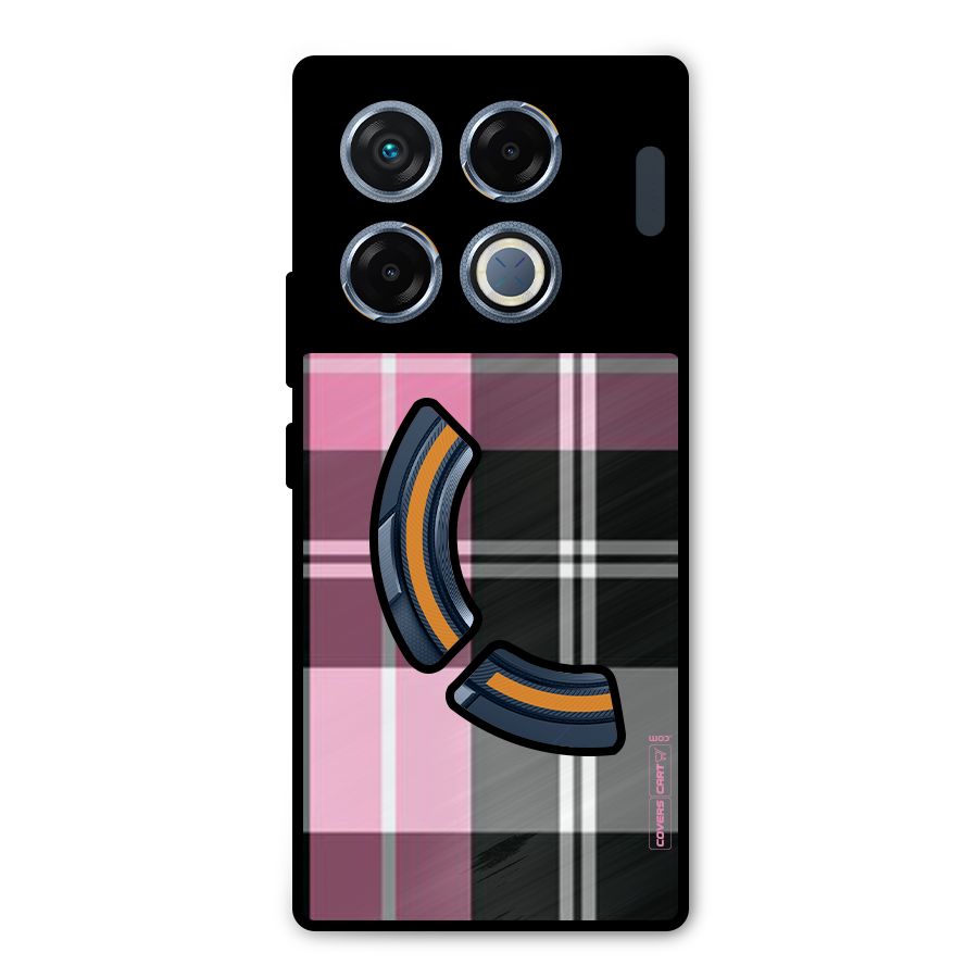 Pink Black Check Metal Back Case for Infinix GT 20 Pro