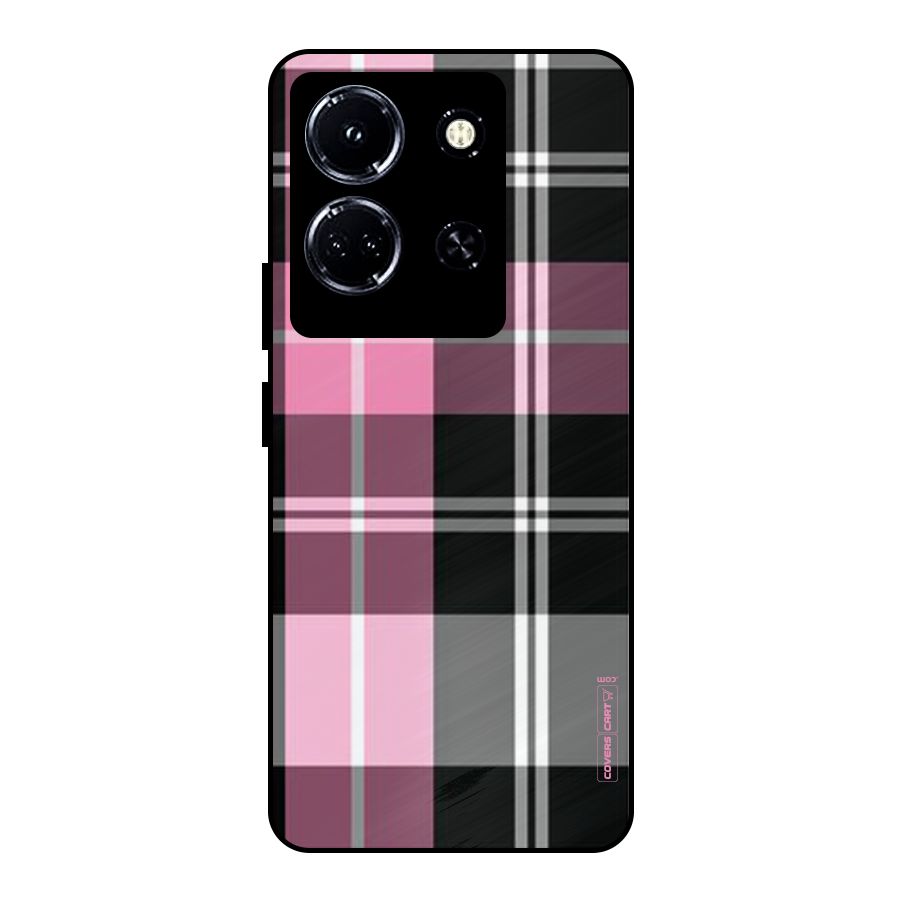 Pink Black Check Metal Back Case for Infinix Note 30 5G