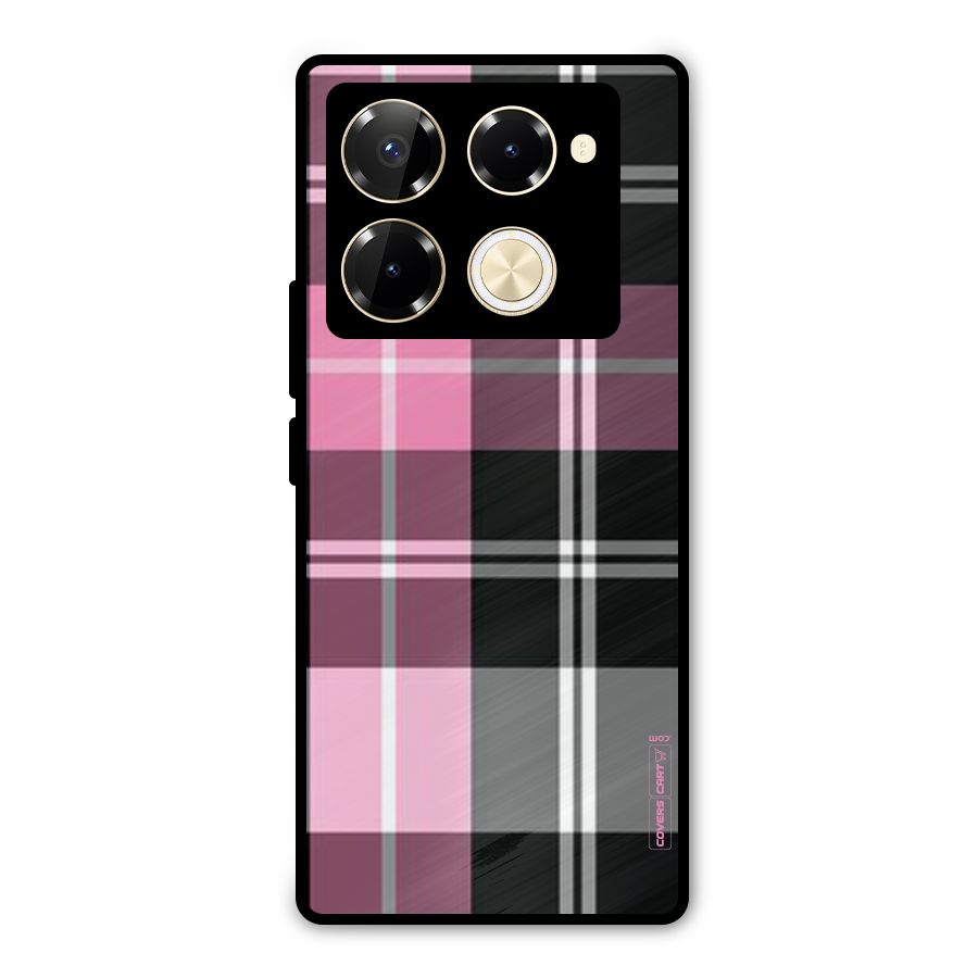 Pink Black Check Metal Back Case for Infinix Note 40 Pro Plus