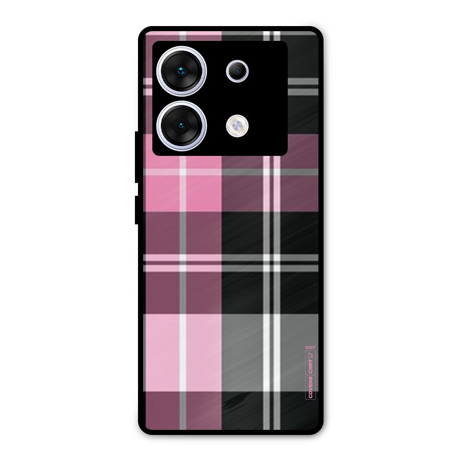 Pink Black Check Metal Back Case for Infinix Zero 30 5G