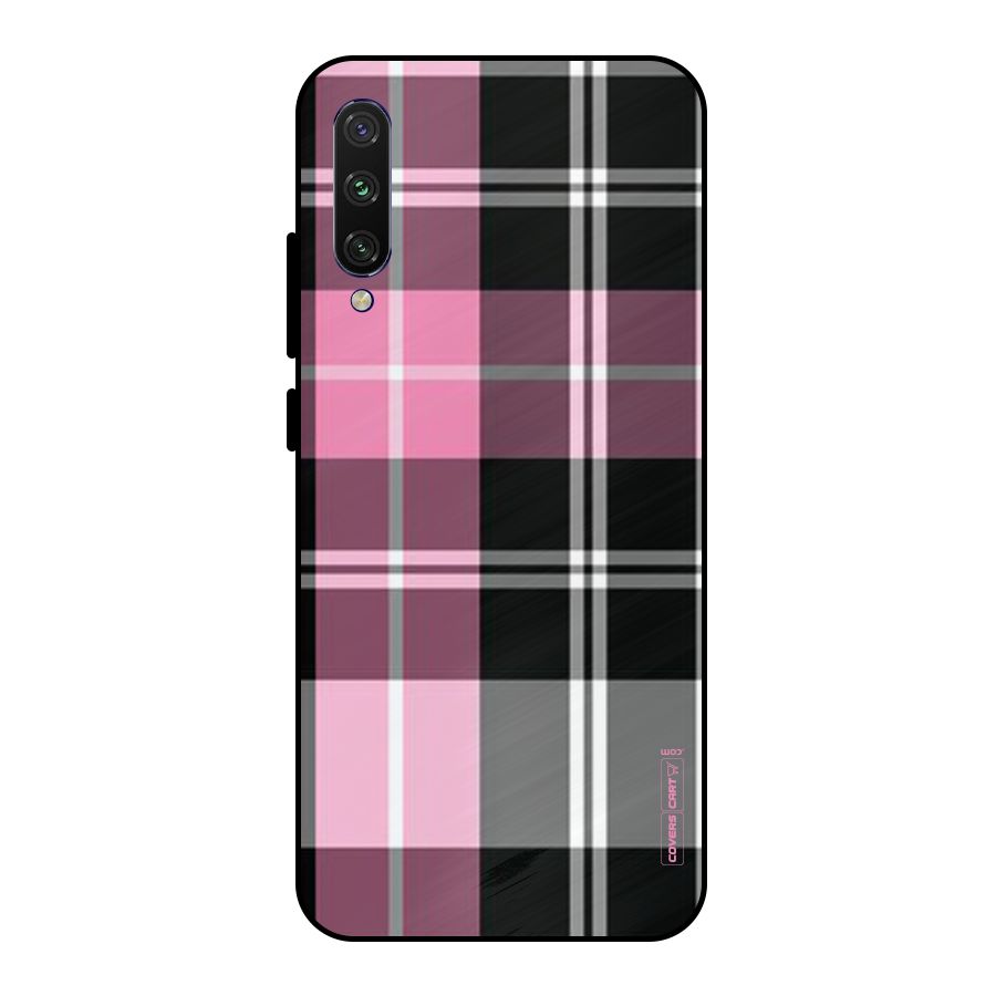 Pink Black Check Metal Back Case for Mi A3