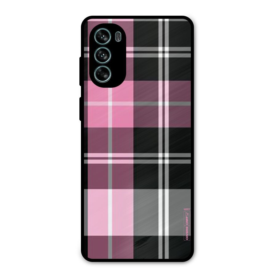 Pink Black Check Metal Back Case for Moto G62