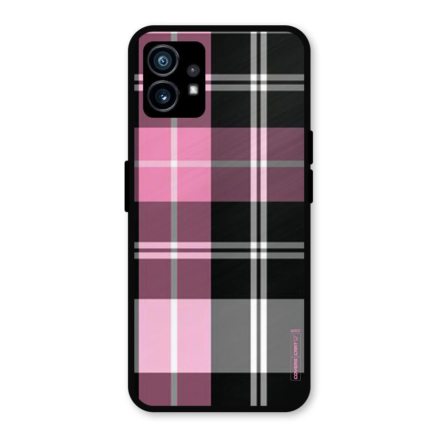 Pink Black Check Metal Back Case for Nothing Phone 1