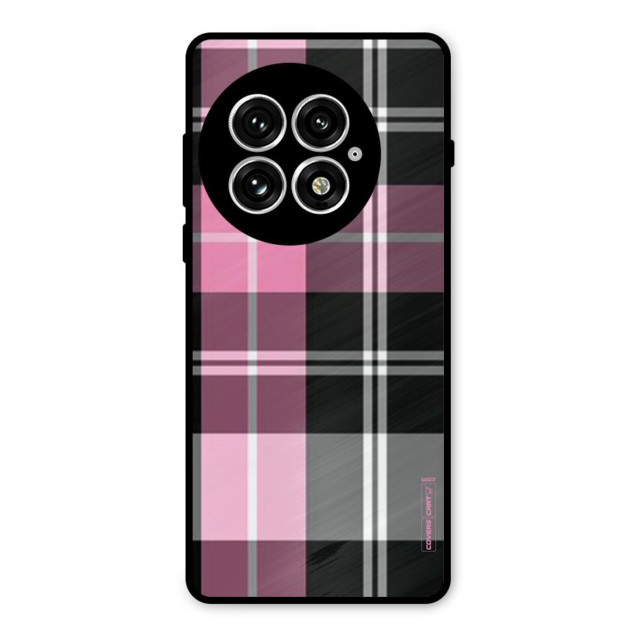 Pink Black Check Metal Back Case for OnePlus 13