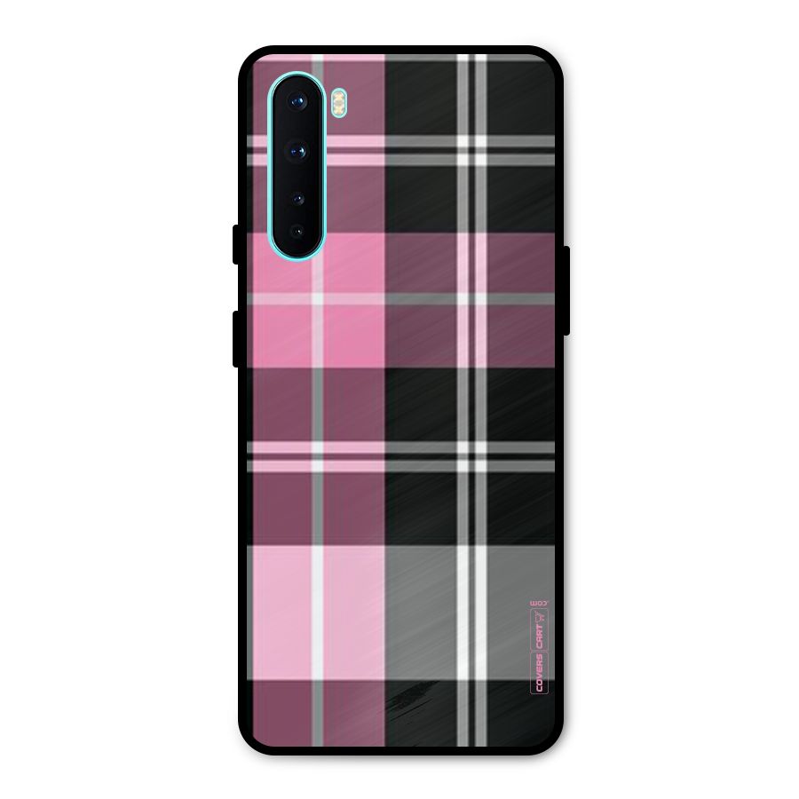 Pink Black Check Metal Back Case for OnePlus Nord