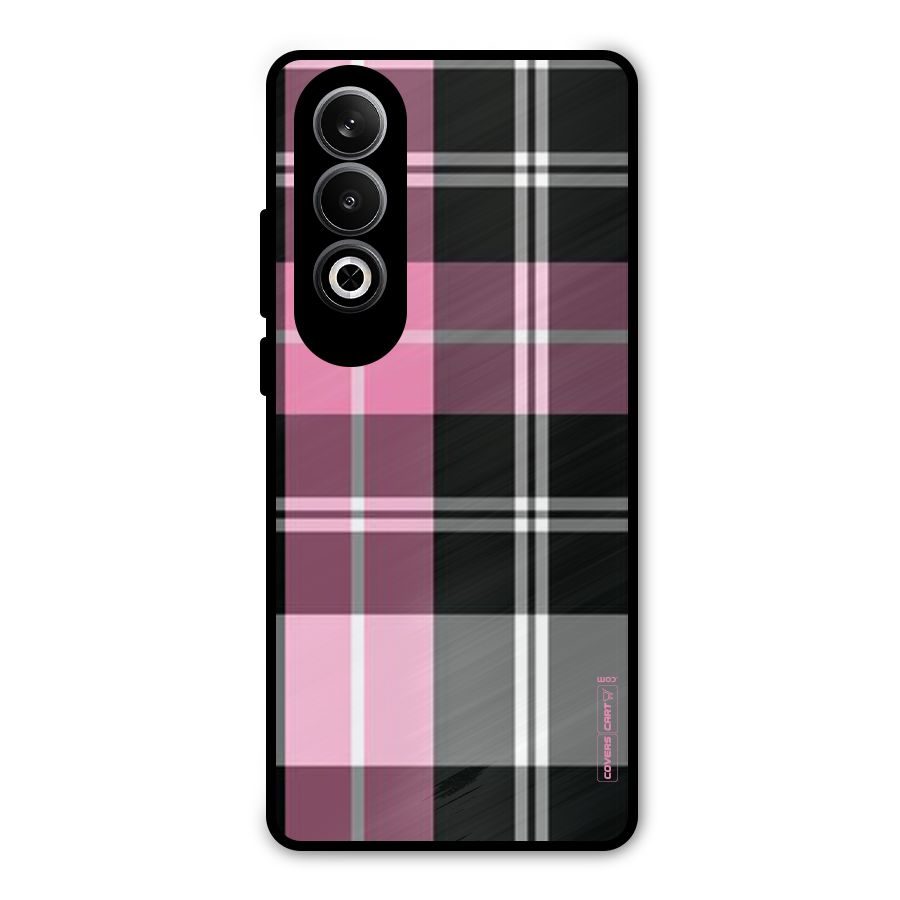 Pink Black Check Metal Back Case for OnePlus Nord CE4