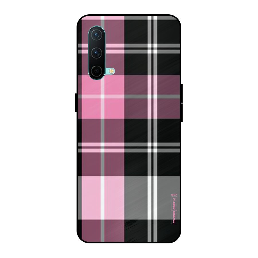 Pink Black Check Metal Back Case for OnePlus Nord CE 5G