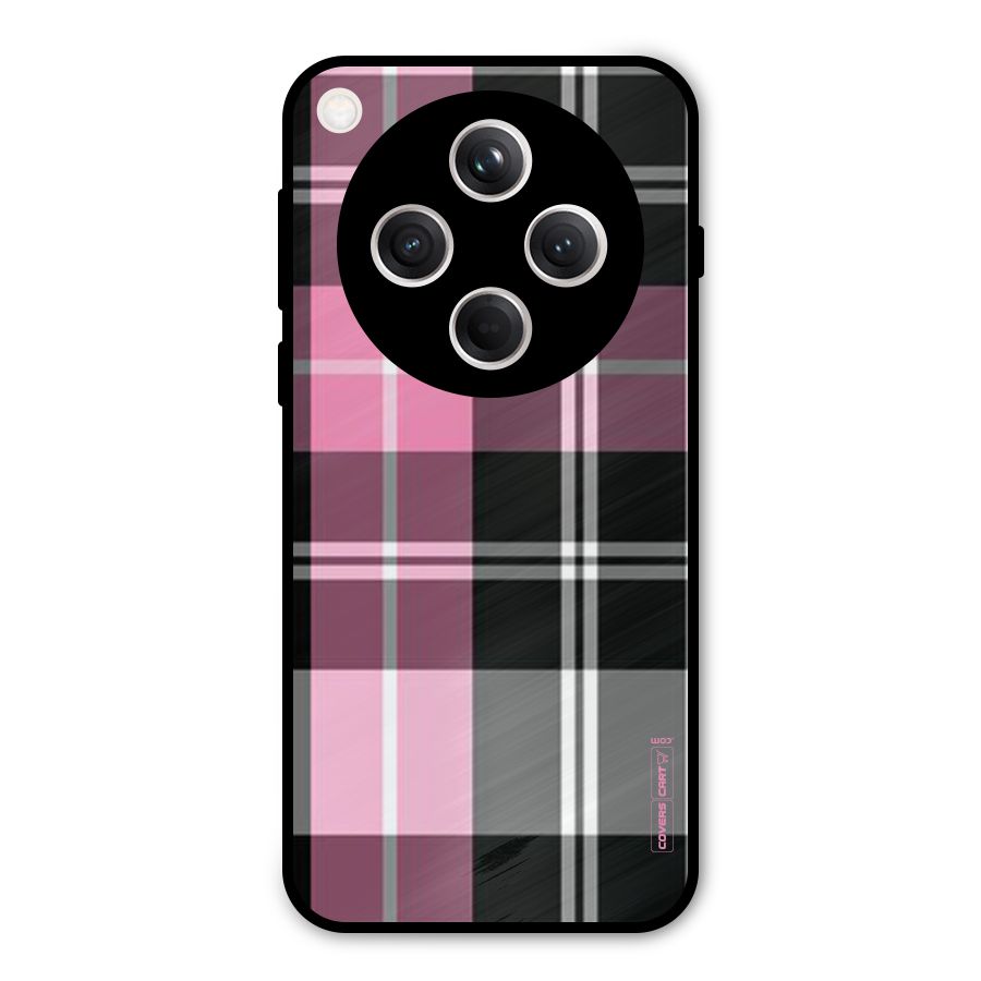 Pink Black Check Metal Back Case for Oppo Find X8