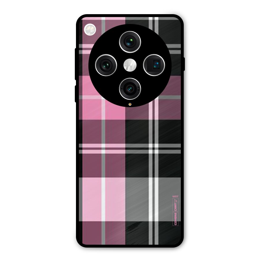 Pink Black Check Metal Back Case for Oppo Find X8 Pro