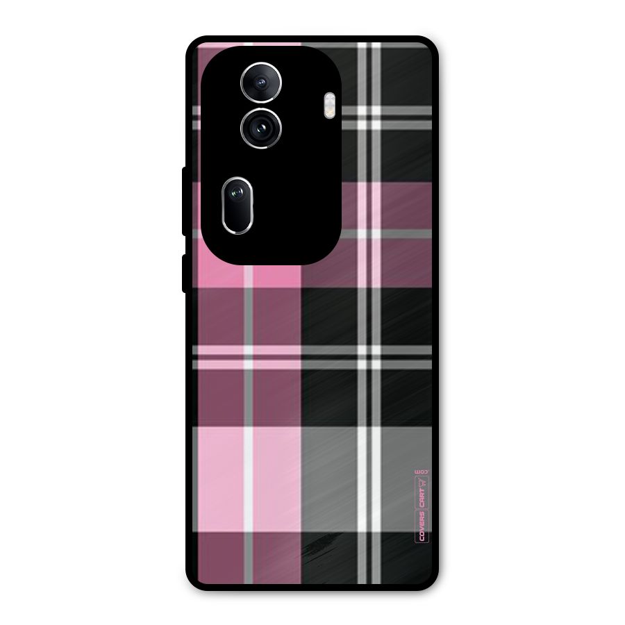 Pink Black Check Metal Back Case for Oppo Reno11 Pro 5G