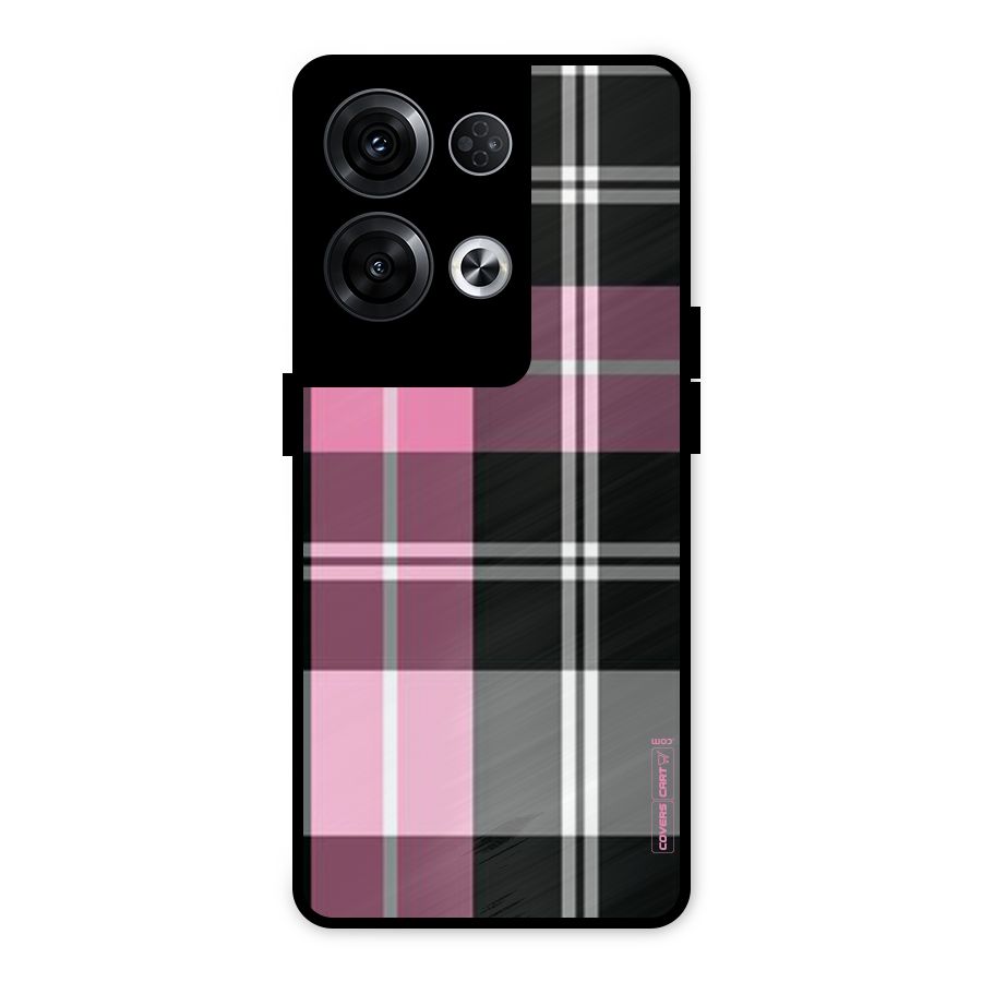 Pink Black Check Metal Back Case for Oppo Reno8 Pro 5G