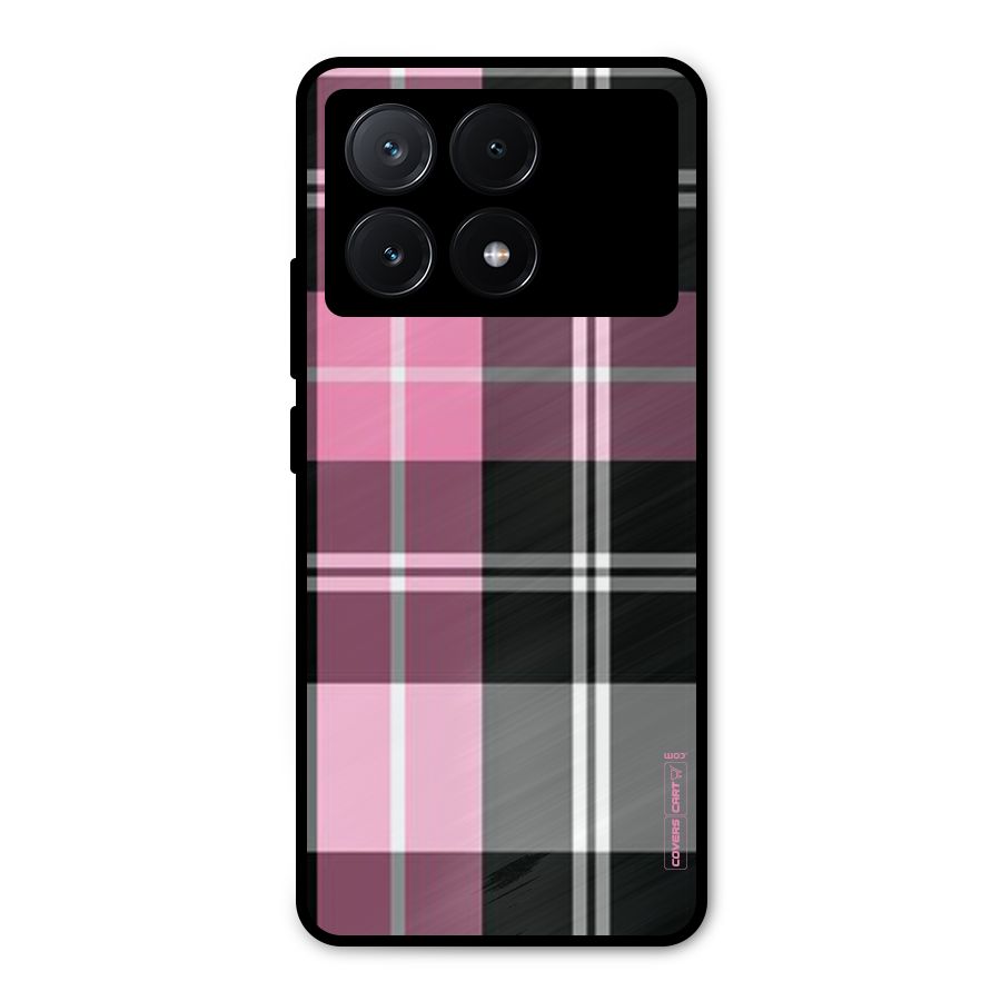 Pink Black Check Metal Back Case for Poco X6 Pro