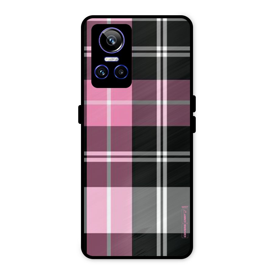 Pink Black Check Metal Back Case for Realme GT Neo 3