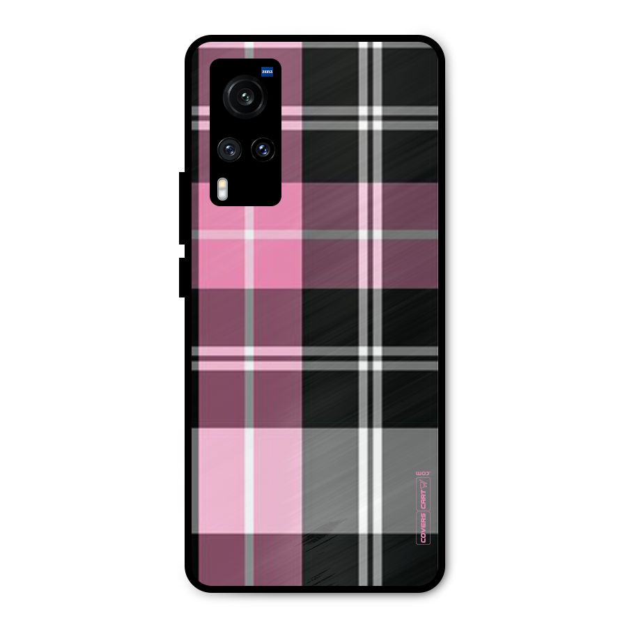 Pink Black Check Metal Back Case for Vivo X60