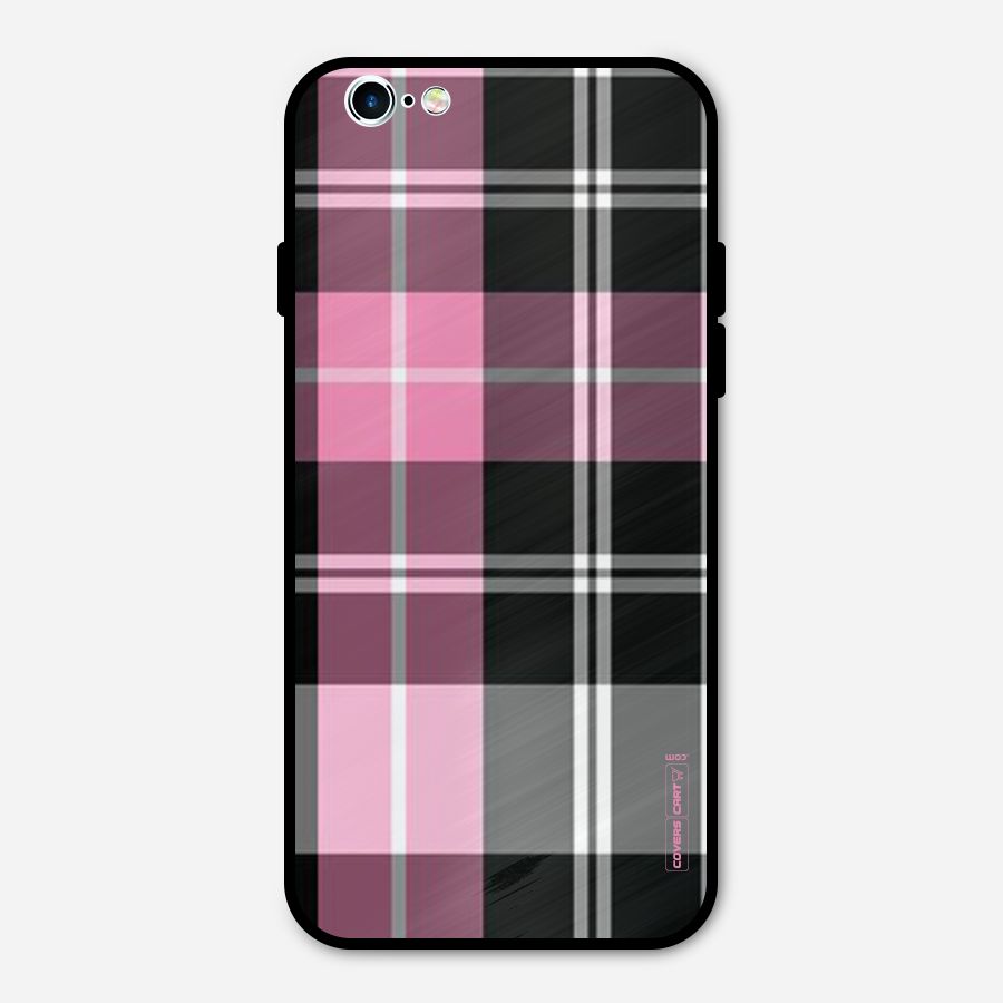 Pink Black Check Metal Back Case for iPhone 6 6s