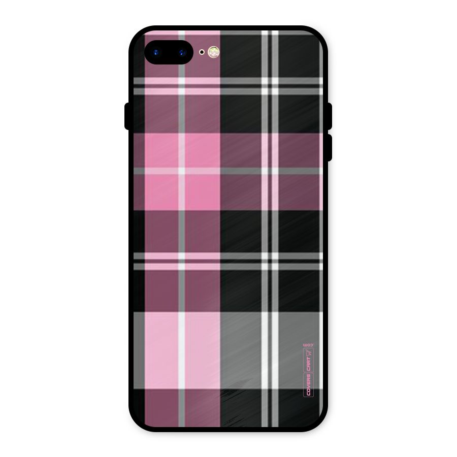 Pink Black Check Metal Back Case for iPhone 7 Plus