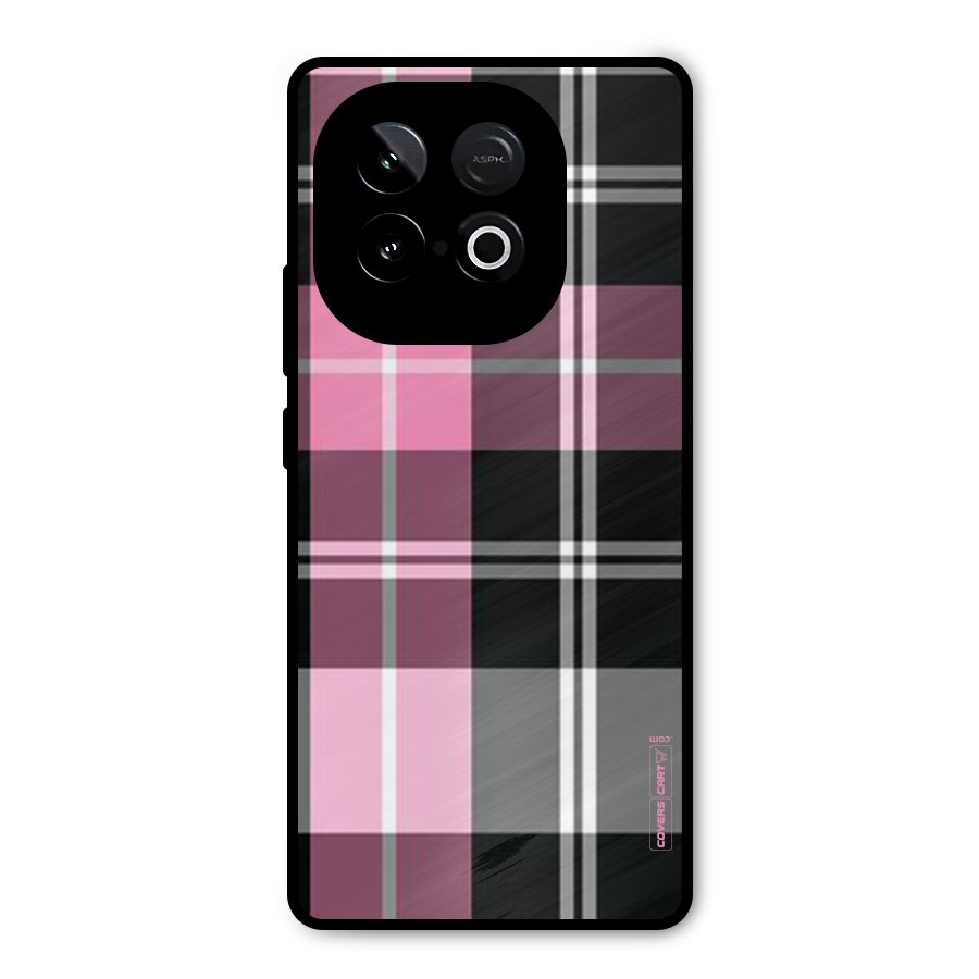 Pink Black Check Metal Back Case for iQOO Neo 10
