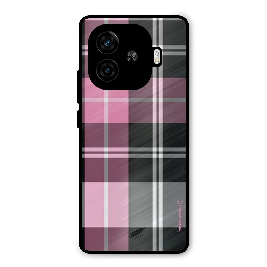 Pink Black Check Metal Back Case for iQOO Neo 10R