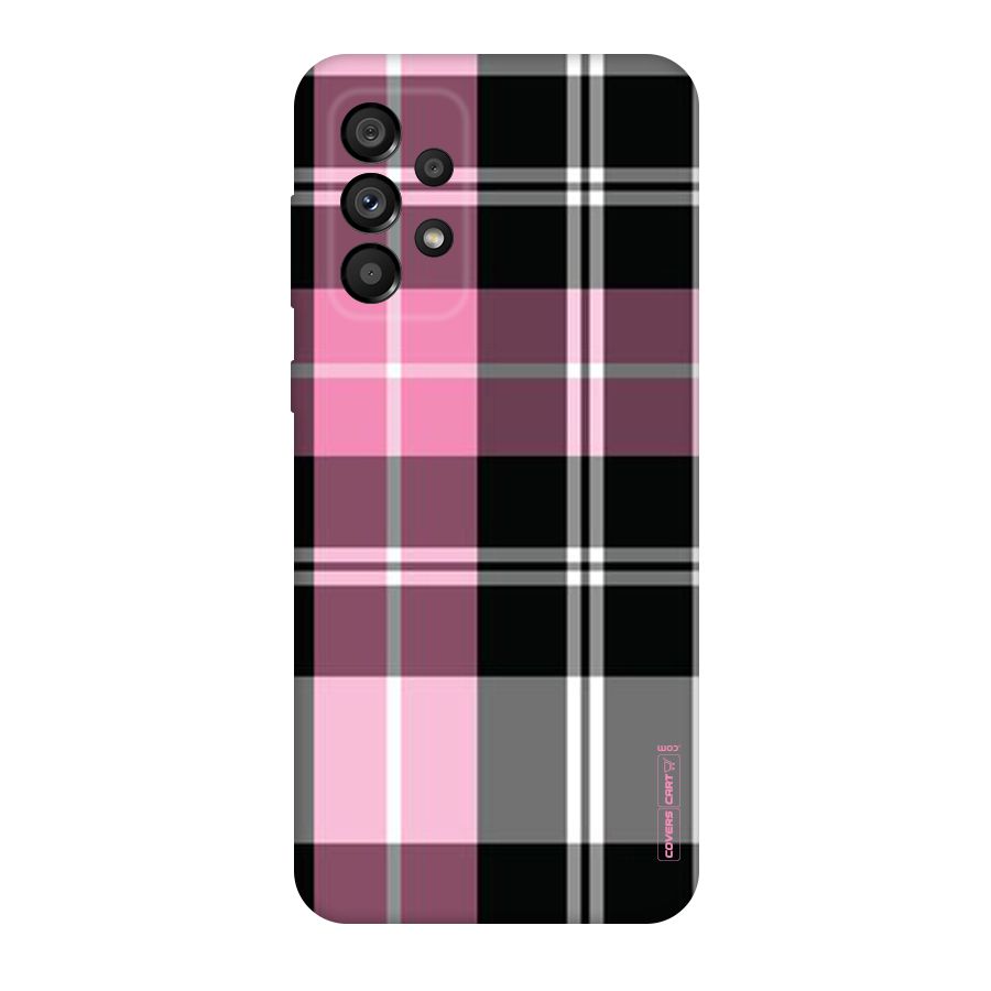 Pink Black Check Original Polycarbonate Back Case for Galaxy A73 5G