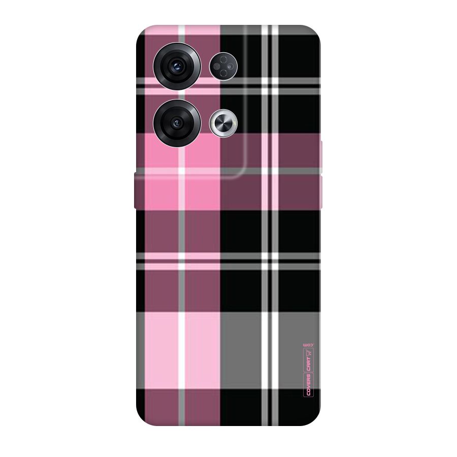 Pink Black Check Original Polycarbonate Back Case for Oppo Reno8 Pro 5G