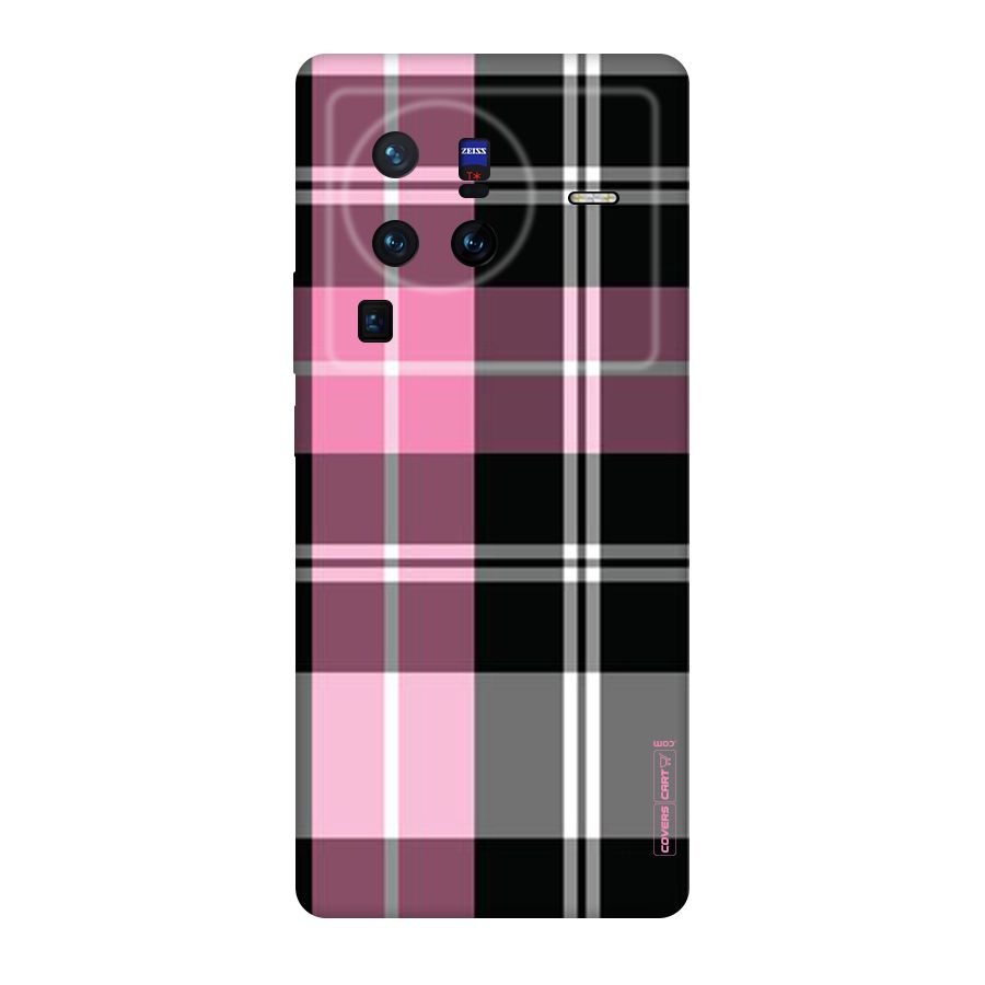 Pink Black Check Original Polycarbonate Back Case for Vivo X80