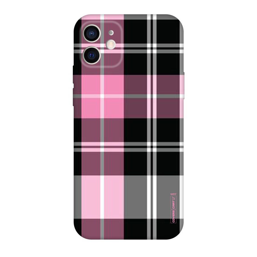 Pink Black Check Original Polycarbonate Back Case for iPhone 12