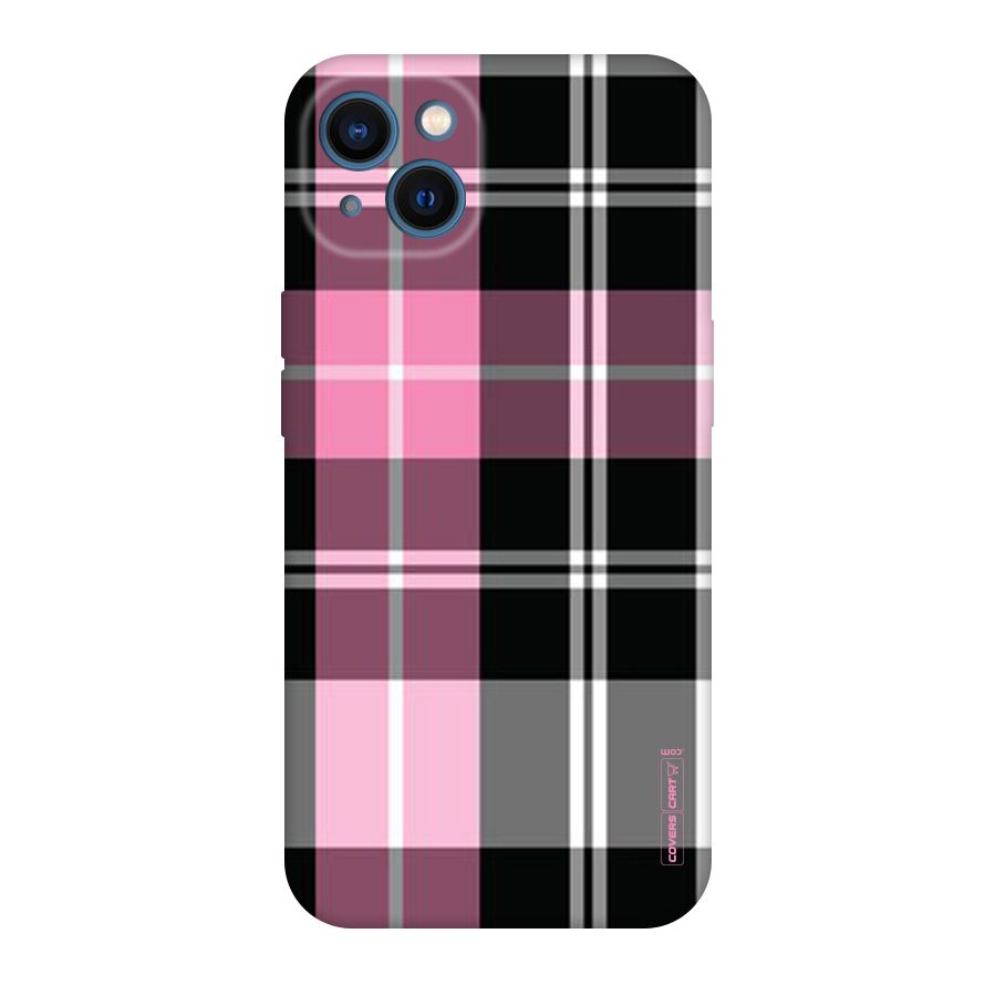 Pink Black Check Original Polycarbonate Back Case for iPhone 13