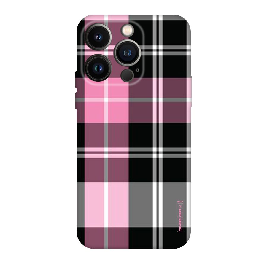Pink Black Check Original Polycarbonate Back Case for iPhone 14 Pro