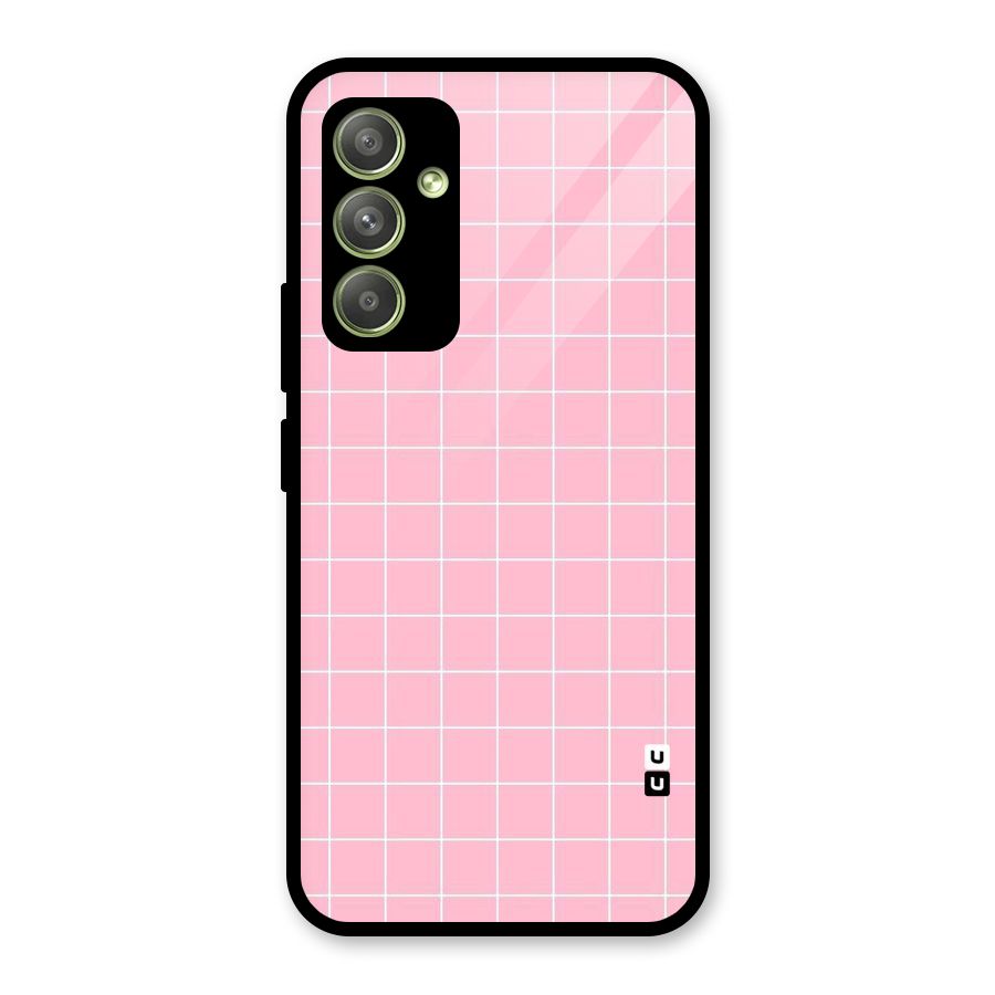 Pink Checks Glass Back Case for Galaxy A54