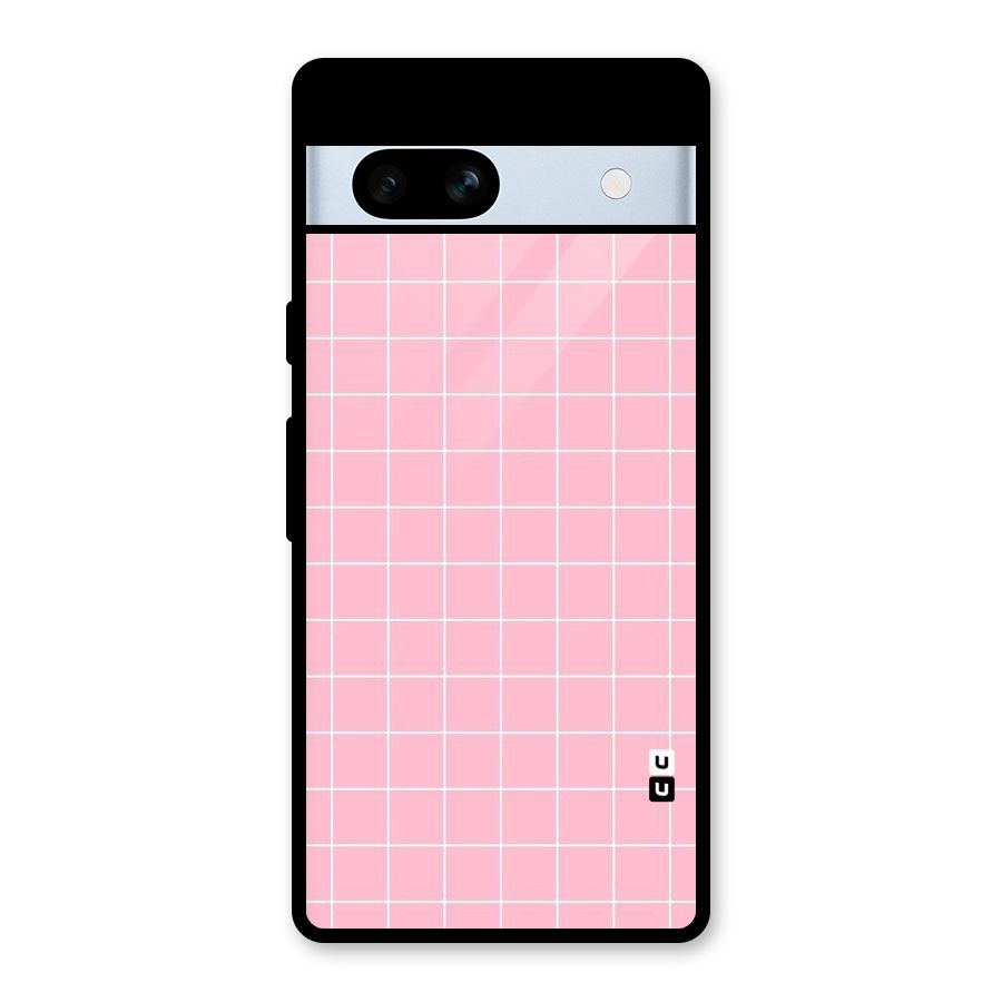 Pink Checks Glass Back Case for Google Pixel 7a