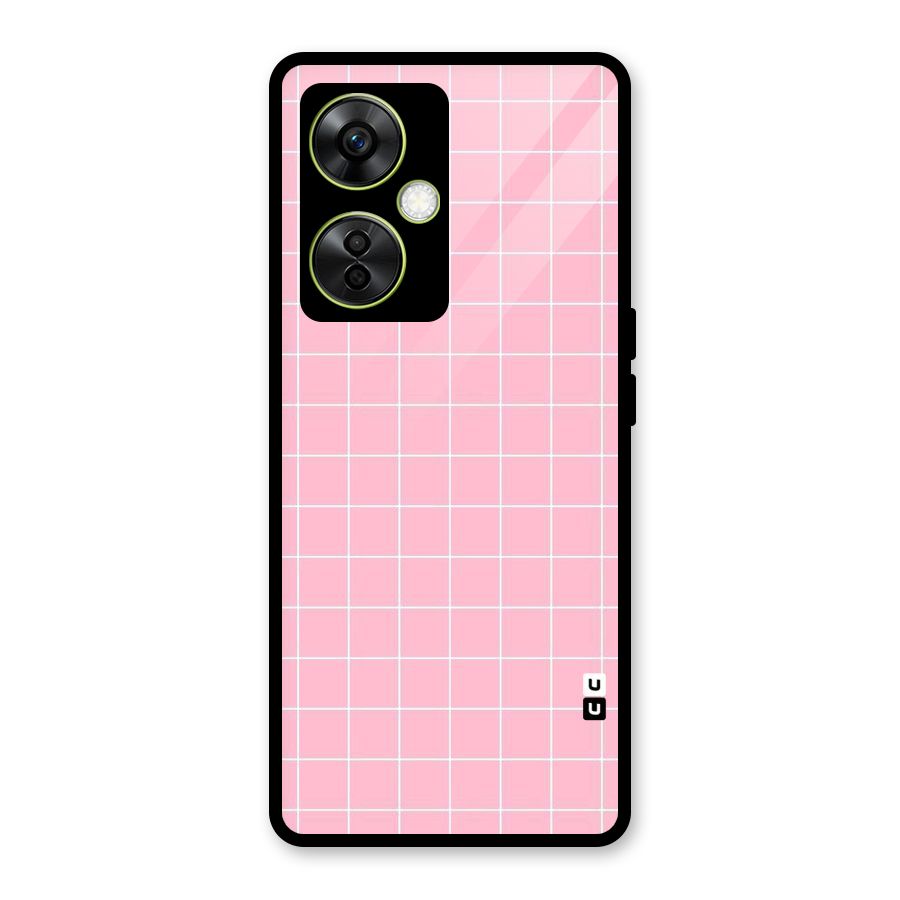 Pink Checks Glass Back Case for OnePlus Nord CE 3 Lite