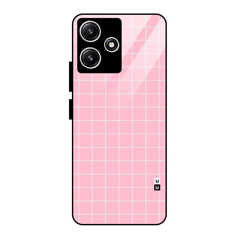 Pink Checks Glass Back Case for Poco M6 Pro