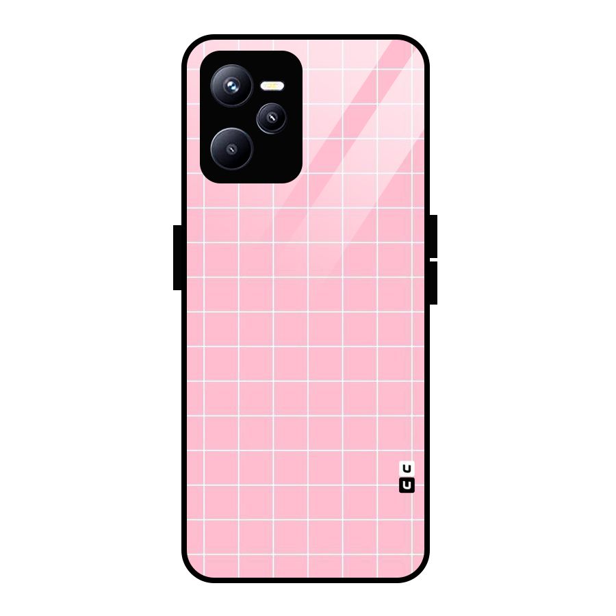 Pink Checks Glass Back Case for Realme C35