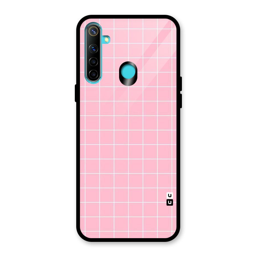 Pink Checks Glass Back Case for Realme Narzo 10