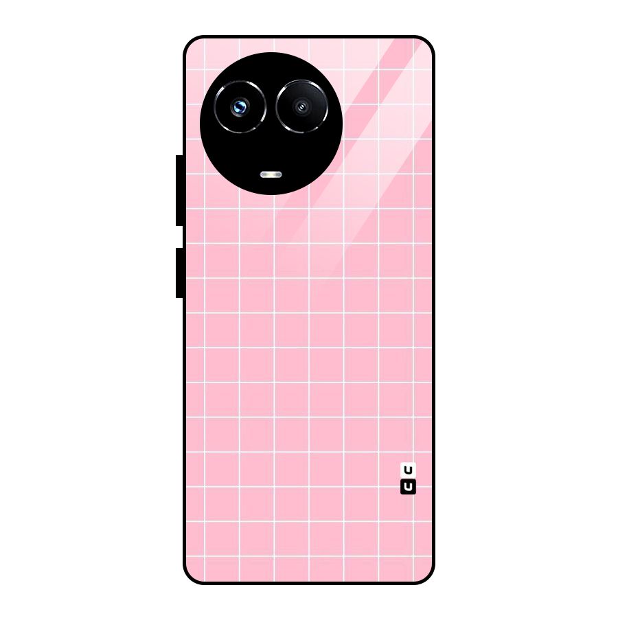 Pink Checks Glass Back Case for Realme Narzo 60X