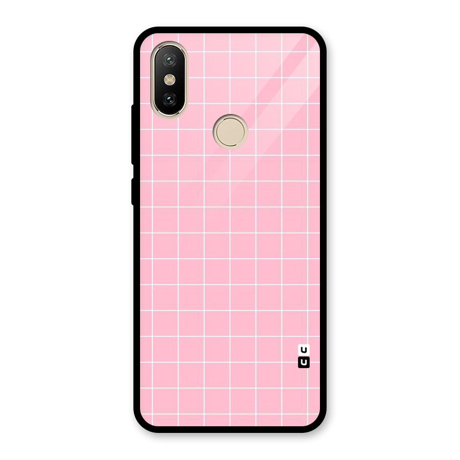 Pink Checks Glass Back Case for Redmi A2