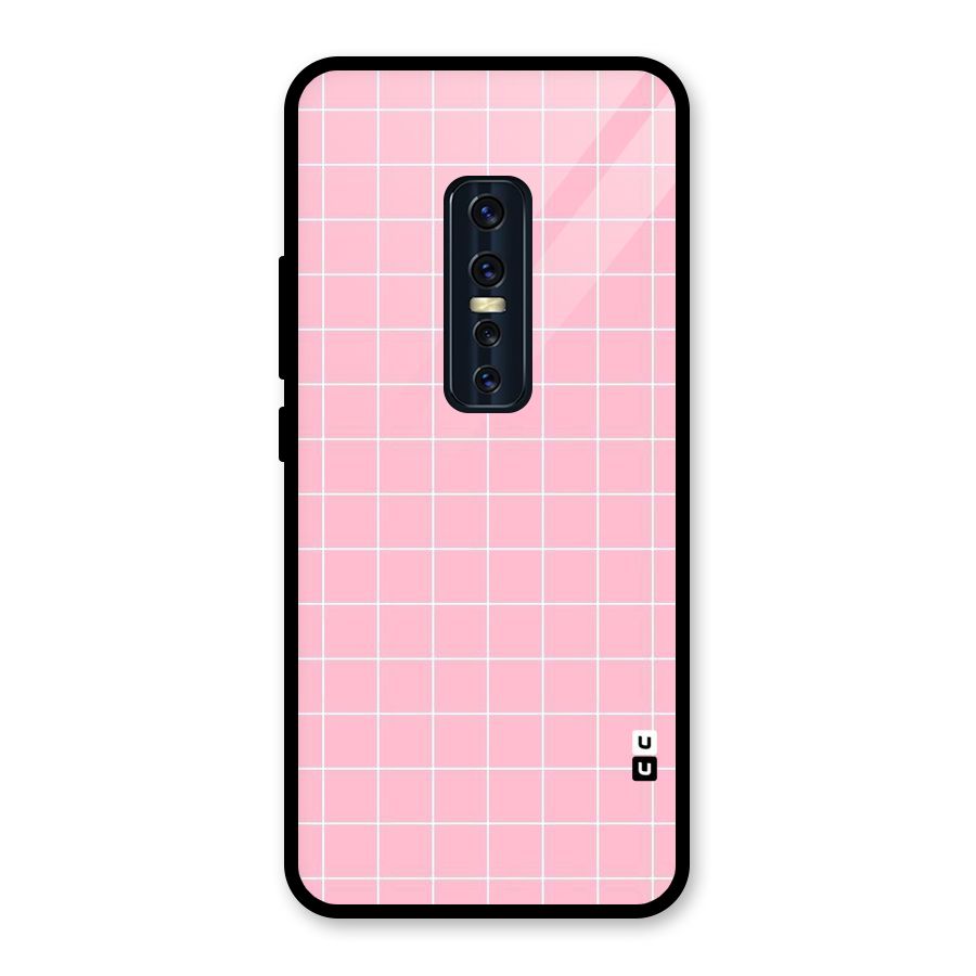 Pink Checks Glass Back Case for Vivo V17 Pro