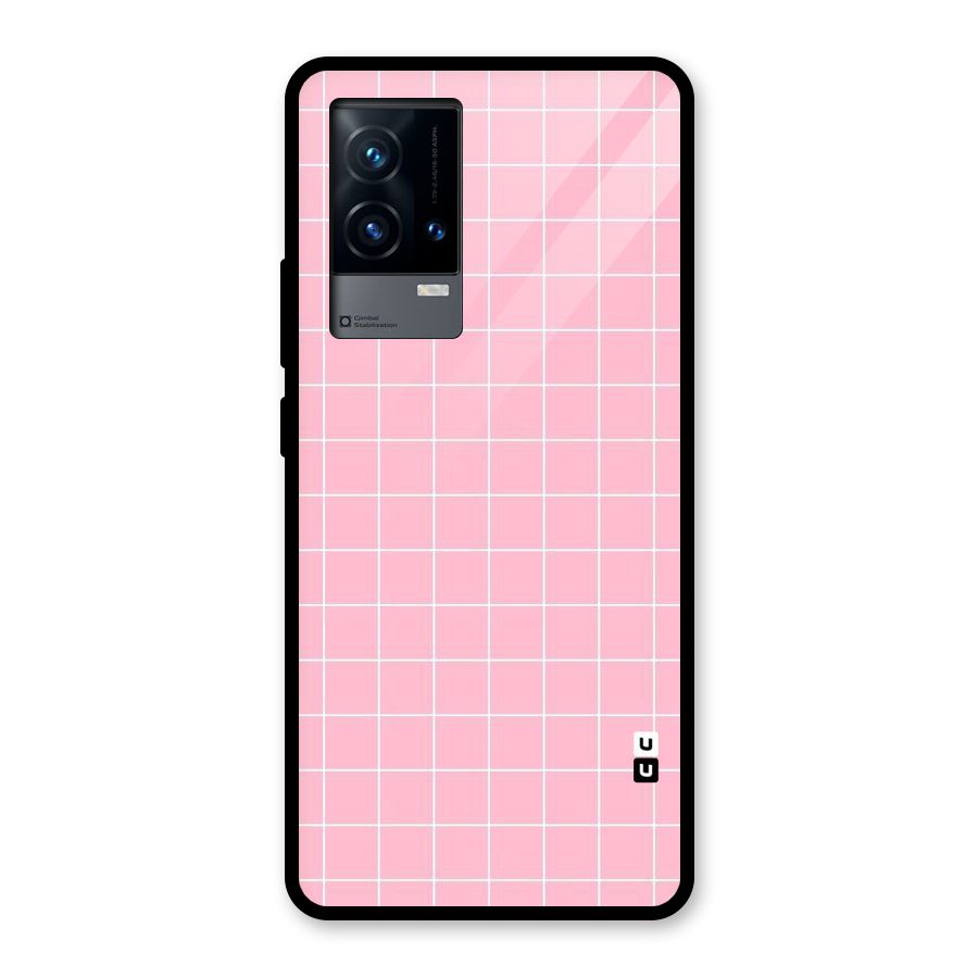 Pink Checks Glass Back Case for iQOO 9 5G