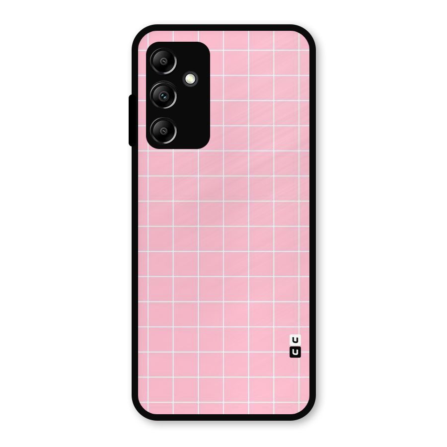 Pink Checks Metal Back Case for Galaxy A14 5G