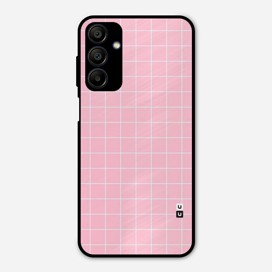 Pink Checks Metal Back Case for Galaxy A15 5G