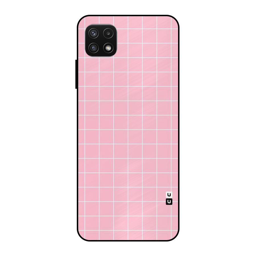 Pink Checks Metal Back Case for Galaxy A22 5G