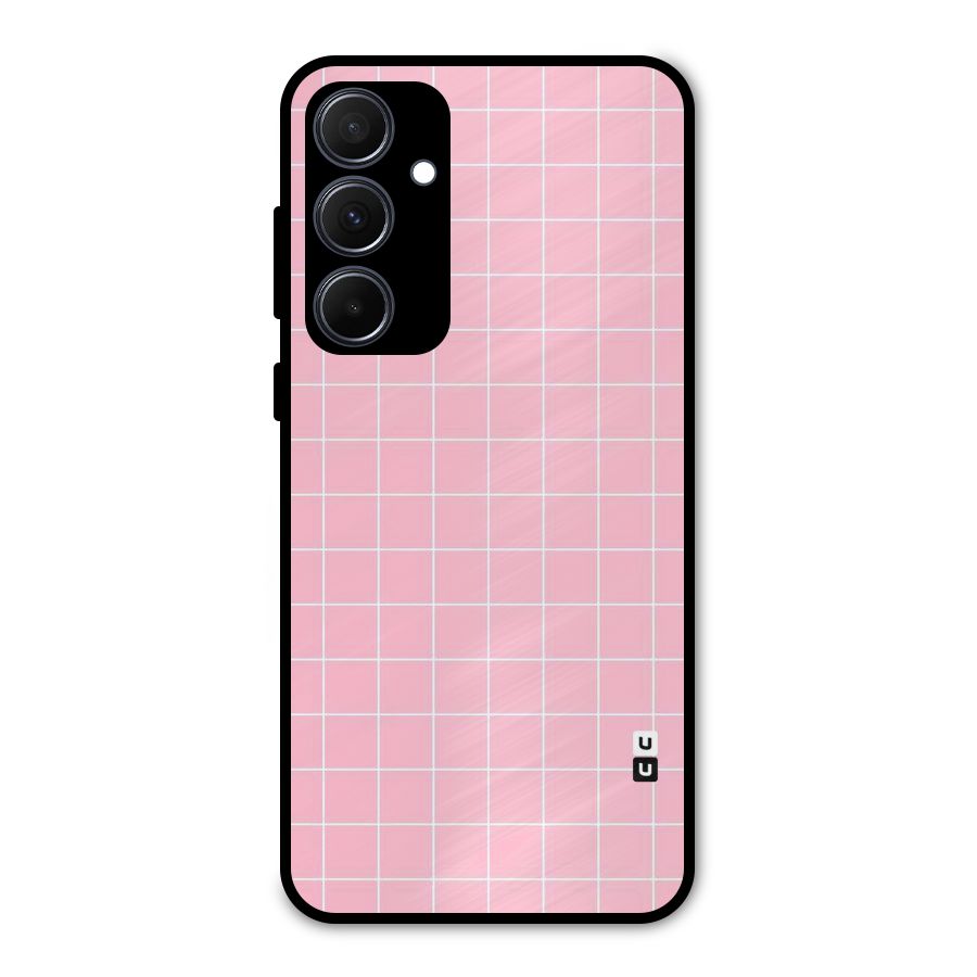 Pink Checks Metal Back Case for Galaxy A35