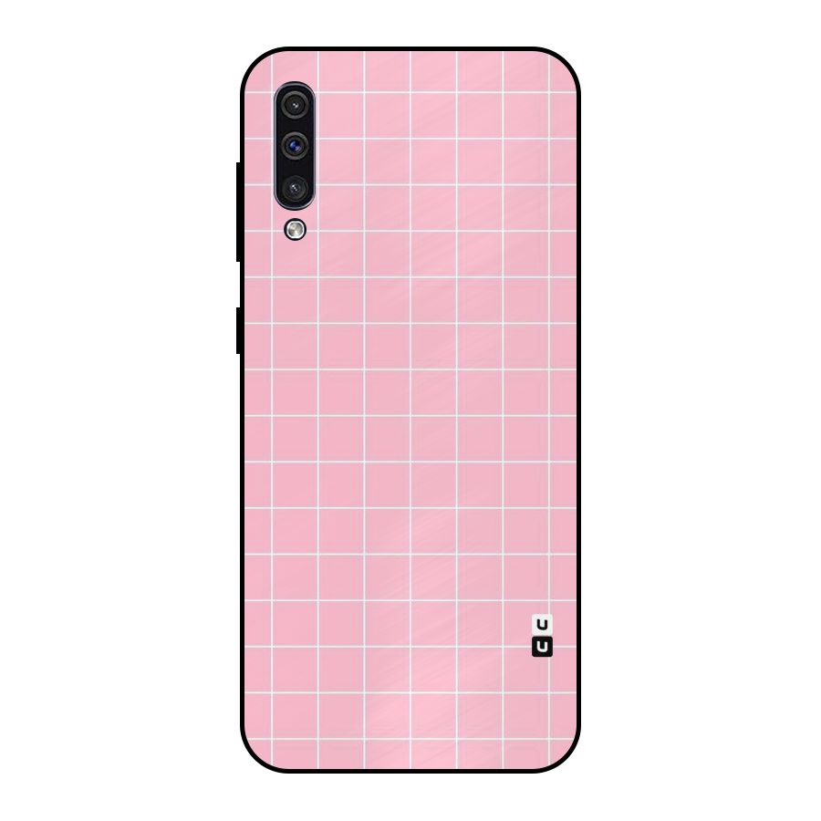 Pink Checks Metal Back Case for Galaxy A50s