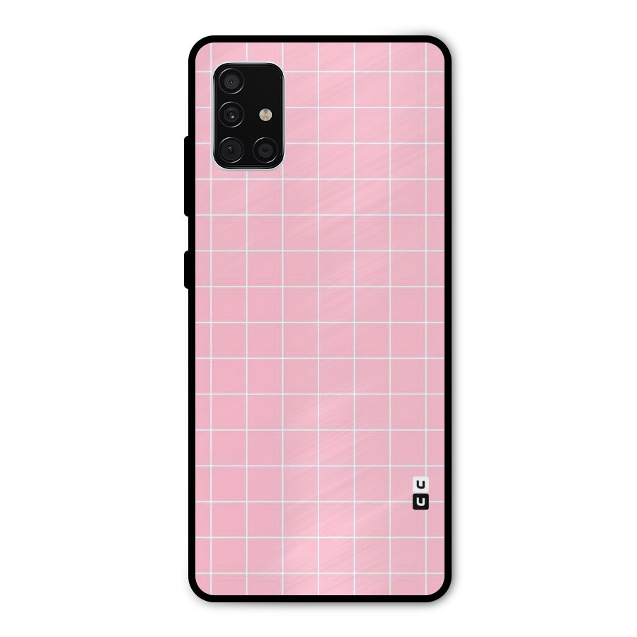 Pink Checks Metal Back Case for Galaxy A51