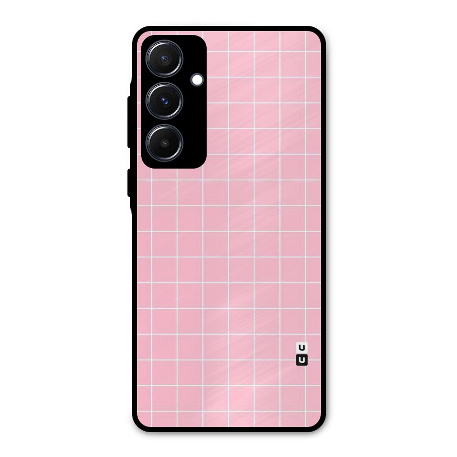 Pink Checks Metal Back Case for Galaxy A55