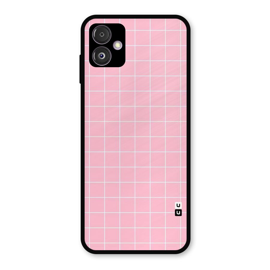 Pink Checks Metal Back Case for Galaxy F14
