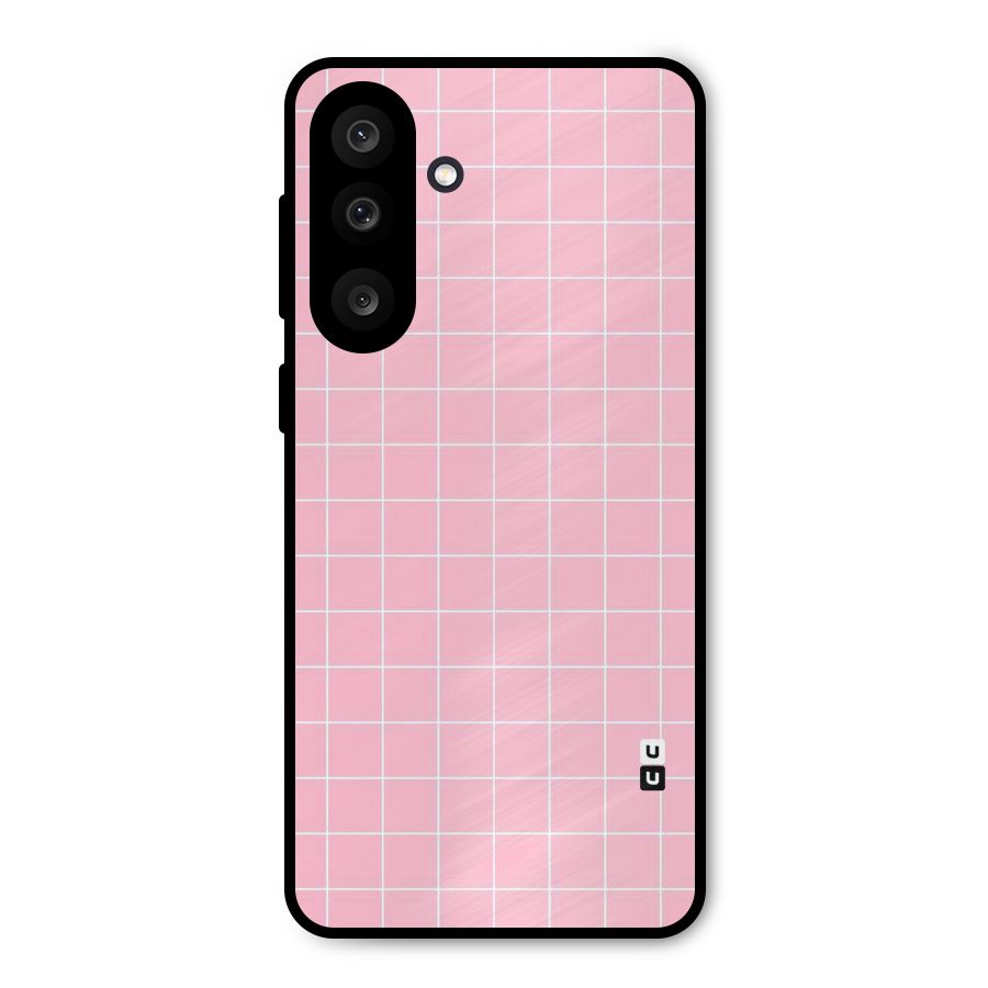 Pink Checks Metal Back Case for Galaxy F56