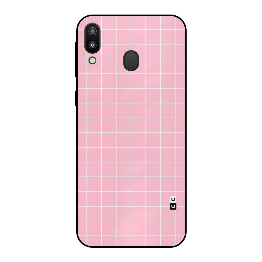 Pink Checks Metal Back Case for Galaxy M20