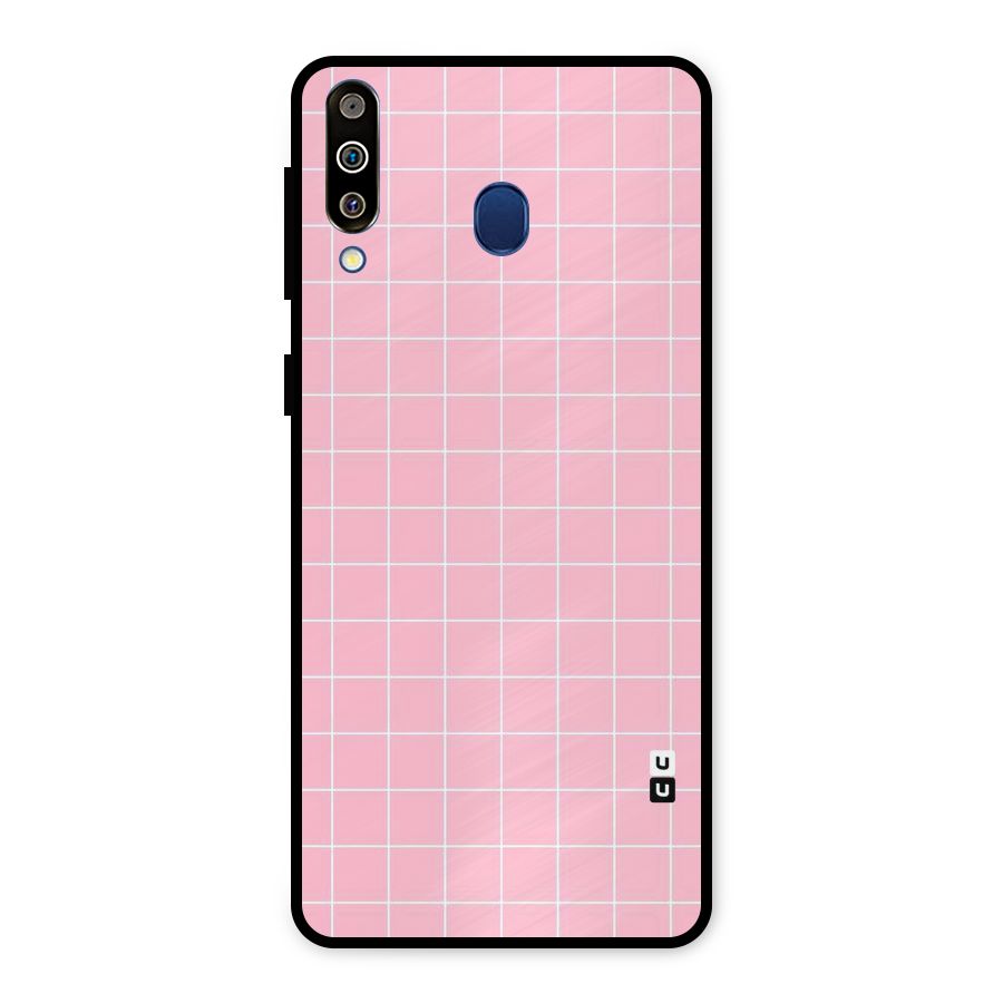 Pink Checks Metal Back Case for Galaxy M30